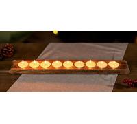 Marco Paul Mango Wood Tea Light Holder Decorative Home Accessories Window Decoration Candle Holder Home Decor Wedding Centerpieces Holds 10 Tealight Slots (25cm x 12cm x 3cm) (10 Tealight Holder)