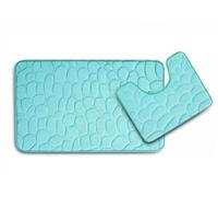 Marco Paul Non Slip Bathroom Mat Set Memory Foam Pedestal Super Soft Bath Mat Toilet Surround Mould Resistant Bath Mat Machine Washable Anti-Slip Microfibre Home Indoor Fast Drying Aqua Mat Rug
