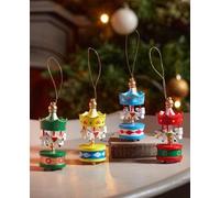 Marco Paul Merry Go Round Carousel Christmas Tree Decoration - 4 Pack Hanging Wooden Xmas Carousel Baubles - Traditional Ornaments For Christmas Crackers, Table Decor, Festive Home Decoration & Crafts