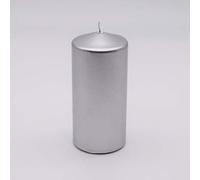 Marco Paul 15cm Pillar Candle-30 Hours- Decorative Silver Unscented Dinner Candles - Ideal for Weddings or Other Celebrations, mantlepiece for Home Interior -Silver Candles