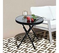 Marco Paul Modern Black Colour Folding Table - Round Shape Portable Space Saving Coffee and Drinks Storage Unique Side Table - Indoor and Outdoor Decor Furniture for Patio, Home Decor or Garden Decor