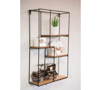 Marco Paul Modern Wooden Rectangular Shaped 4 Tier Floating Shelves - Wall Mounted Iron Wall Shelf