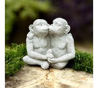 Marco Paul Monkey Garden Ornament Kissing Chimps Statue in Stone Marco Paul Stone