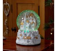 Marco Paul Musical Christmas Snow Globe with Colour Changing LED's Battery Operated Village Scene with 8 Songs Light Up Xmas Ornament Novelty Xmas Decoration for Home Tabletop & Window Display