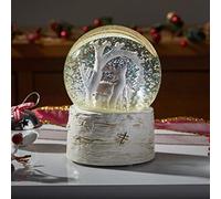 Marco Paul Musical Light Up Christmas Reindeer Snow Globe Decoration Battery Operated Glitter Shaker with Colour Changing LEDs Festive Xmas Stag Ornament and Home Decoration