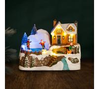 Marco Paul Musical Pre-Lit Winter Village Scene With Ice Rink