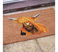Marco Paul Non Slip Natural Coir Door Mat - Highland Cow