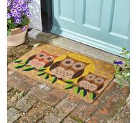 Marco Paul Non Slip Natural Coir Door Mat - Hooter Owls