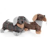 Marco Paul Novelty Animal Doorstops Soft Plush Weighted Door Stopper Wedge Brown Fabric Home Décor Gift Heavy Duty Livingroom Bedroom Office Indoor Rustic Traditional Ornament (Grey Daschund)