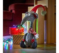 Marco Paul Novelty Christmas Rat - Soft Plush Furry Fabric Rat Ornament - Festival Accessories Santa Style Christmas Decorations Indoor Ornaments Rodent Animal Figurine (48cm)