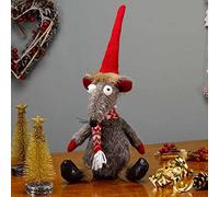 Marco Paul Novelty Plush Rat Christmas Decoration -33cm Indoor Festive Mouse Figurine With Santa Hat - Xmas Decorations Ornament For Seasonal Home Decor, Gift & Christmas Table Decorations