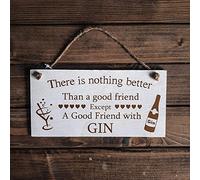 Marco Paul Novelty Rectangular Wall Mounted Friendship Gin Plaque - Wooden Door Hanging Friends Sentimental Message Board - Decorative Christmas Ornaments Gift Plaque for Bedroom, Living Room Decor
