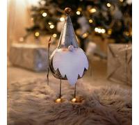 Marco Paul Novelty Silver Gilt Santa Claus Gonk Christmas Ornaments Free Standing Xmas Decorations Hand-Painted Festive Santa Figure Metallic Statue Gonk Christmas Decorations for Indoor Home Decor