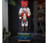 Marco Paul 30cm Animated wooden nutcracker soldier Hand-painted Christmas Decor Drumming Nutcracker Ornaments For Christmas Decorations Indoor Xmas Decorations Wooden Nutcracker Toy