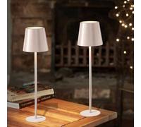 Marco Paul Pack of 2 Ivory Metal Rechargeable Table Lamp 33cm in White Marco Paul White