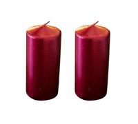 Marco Paul Pack of 2 Metallic Red Pillar Candle Long Burning of 30hrs Each 15cm Tall Unscented Large Church Candle for Wedding Party Christmas Decoration Gifts Long Lasting Decorative Candles Set