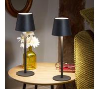 Marco Paul Pack of 2 Onyx Metal Rechargeable Table Lamp 33cm in Black Marco Paul Black