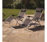 Marco Paul Pack of 2 Reclining Garden Sun Lounger With Padded Head Rest in Black Marco Paul Black