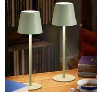 Marco Paul Pack of 2 Sage Metal Rechargeable Table Lamp 33cm in Light Green Marco Paul Light Green