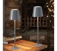 Marco Paul Pack of 2 Slate Metal Rechargeable Table Lamp 33cm in Grey Marco Paul Grey