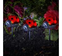 Marco Paul Pack of 3 Red Ladybird Solar Powered Stake Lights 14cm Marco Paul Red