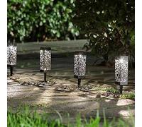Marco Paul Pack of 4 Damasque Solar Stake Lights Lanterns for Outside with Silhouette Effect in Black Marco Paul Black