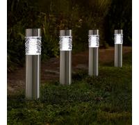 Marco Paul Pack of 4 Silver Stainless Steel Solar Stake Lights 39cm Marco Paul Silver