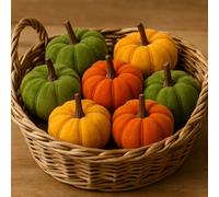 Marco Paul Pack Of 7 Plush Pumpkin Autumn Decor
