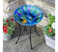 Marco Paul Peacock Glass Birdbath