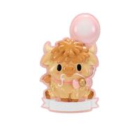 Marco Paul Personalised Baby Girl Highland Cow Ornament - Custom Pink Ceramic Keepsake with Balloon & Ribbon - Unique Newborn Gift for Christening, Baptism, Naming Day or Baby Shower Nursery Décor