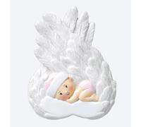 Marco Paul Personalised Pink Baby Memorial Ornament - Ceramic Angel Wings Remembrance Keepsake with Ribbon - Sleeping Child Tribute Decoration, Sympathy or Bereavement Gift & Grave Decoration