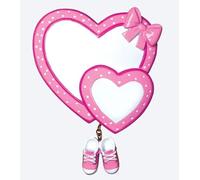 Marco Paul Pink Ceramic Heart Keepsake - Personalised Baby Girl Ornament with Hanging Shoes & Ribbon - Custom Newborn Baby Gift for Christening, Baptism, Baby Shower, Nursery Decoration