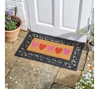Marco Paul Pink Coir Hearts Pattern Nonslip Doormat Insert 53cmx23cm | Size: Medium Marco Paul Multicolor Medium