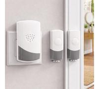 Marco Paul Plug in Wireless Door Chime Kit - Digital Doorbell with 2 Transmitters - 100m Range Cordless Door Bell for Front & Back Door, Home & Office