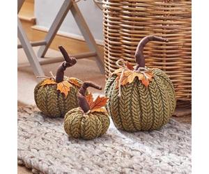 Marco Paul Plush Pumpkin - 13cm Handcrafted Autumn Decoration - Soft Fabric Cushion for Halloween & Autumnal Home Décor (All Three)
