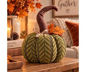 Marco Paul Plush Pumpkin - 13cm Handcrafted Autumn Decoration - Soft Fabric Cushion for Halloween & Autumnal Home Décor (16cm)