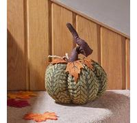 Marco Paul Plush Pumpkin 16cm - Handcrafted Fabric Pumpkin Decor | - Autumn & Halloween Decorations Soft Textured Pumpkin Ornament for Autumn Home Decor, Mantel, Shelf & Seasonal Display