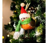 Marco Paul Plush Robin Christmas Pendant 18cm Durable Novelty Xmas Ornament Santa Hat with Hanging Ribbon Red Christmas Tree Decorations Brown Baubles Bird Home Decor Felt Festive Figurines