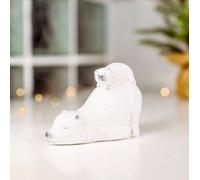 Marco Paul Polar Bear Christmas Decoration - 16 cm White Terracotta Ornament - Free-Standing Mum & Baby Figurine - Festive Winter Table Centrepiece & Xmas Home Décor