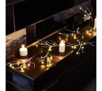 Marco Paul Pre-lit Birch 6ft Christmas Garland With LED Lights Battery Operated Pre-Lit Christmas Decorations Light Up Twig Garland Christmas Table Decoration Centrepiece Winter String Fairy Lights