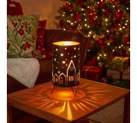 Marco Paul Pre-Lit LED Christmas Village Scene Nativity Lantern - 24cm Battery Operated Lantern with Timer - Festive Table Centrepiece, Christmas Decorations - Indoor Christmas Night Light Gift Ideas