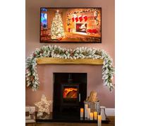 Marco Paul Premium 9ft Christmas garland snow frosted with Pinecones, green Fir Tree leaves Christmas garland for fireplace Christmas table decoration and Christmas banister decorations (274cm)
