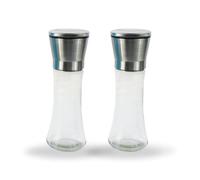 Marco Paul Premium Salt and Pepper Mills W/Adjustable Coarseness - Set of 2 Durable Glass Salt and Pepper Shakers for Kitchen, Restaurant - Kitchen Accessories for Home (2X Salt and Pepper Grinders)