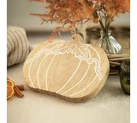 Marco Paul Autumnal Decor - Carved Wooden Pumpkin Free Standing Pumpkin Decor for Home, Mantlepiece, Table