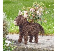 Marco Paul Rattan Garden Flower Planter - Highland Cow in Brown Marco Paul Brown