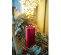 Marco Paul Red Pillar Candles 2 Pack - 15cm Large & 7cm Small Unscented Metallic Wax - Long Burning Decorative Christmas Candle Set for Weddings, Parties, Table Centrepieces & Seasonal Home Décor