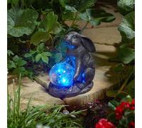 Marco Paul Resin Rabbit Solar Powered Garden Ornament with Crystal Ball 25cm in Brown Marco Paul Brown