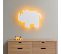 Marco Paul White Wooden Night Light Wall Mounted Nursery Lighting Baby Kids Childs Room Wall Lamp Bedroom Décor Bedside Lamp Kids Bedroom Accessories Home Decor (Rhino)