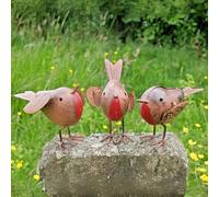 Marco Paul Rustic 3pc Robin Redbreast Metal Bird Set in Brown Marco Paul Brown