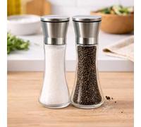Marco Paul Salt & Pepper Mills Set of 2 Glass Adjustable Grinders